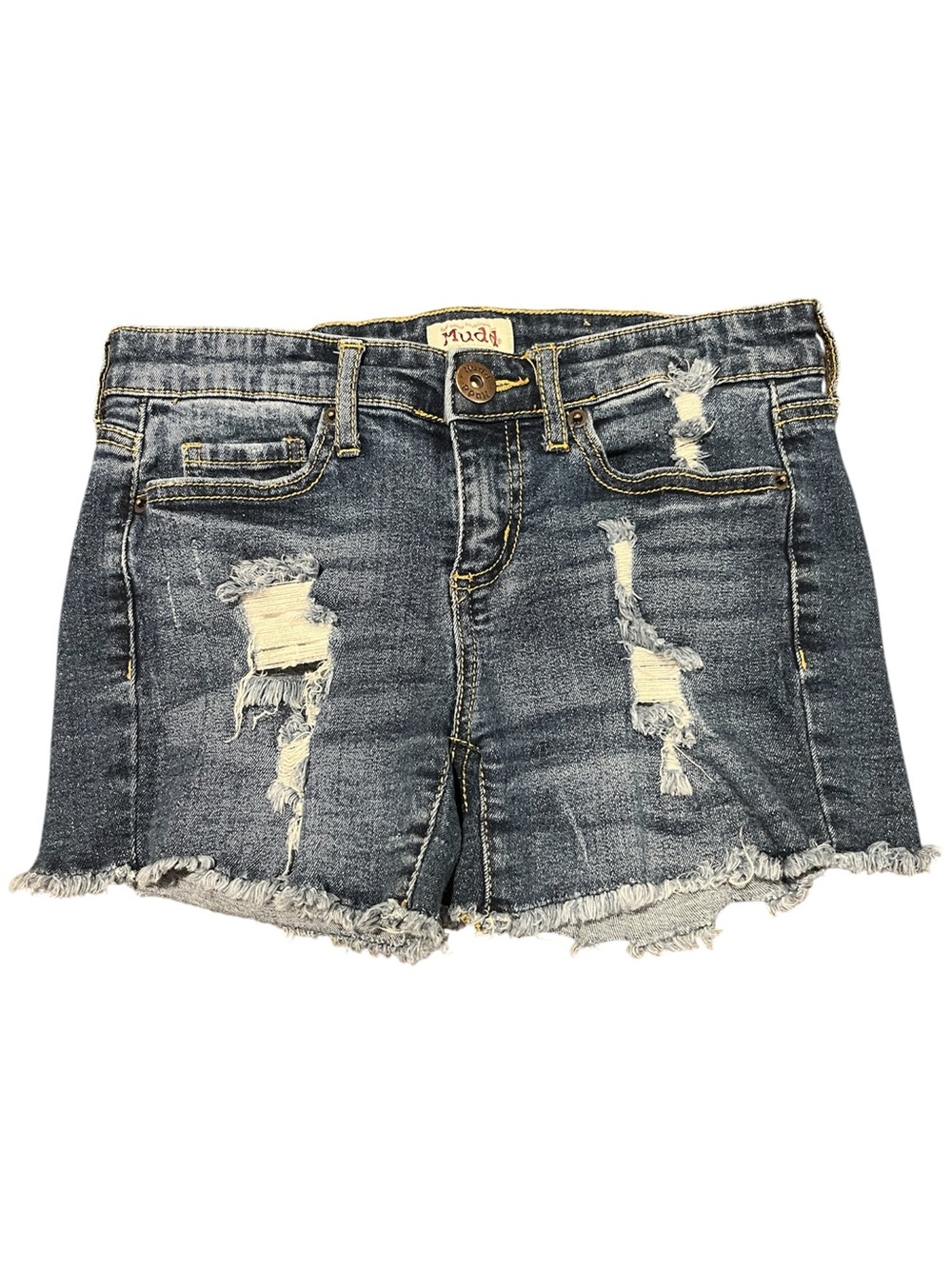 Mudd Distressed Dark Blue Jean Shorts